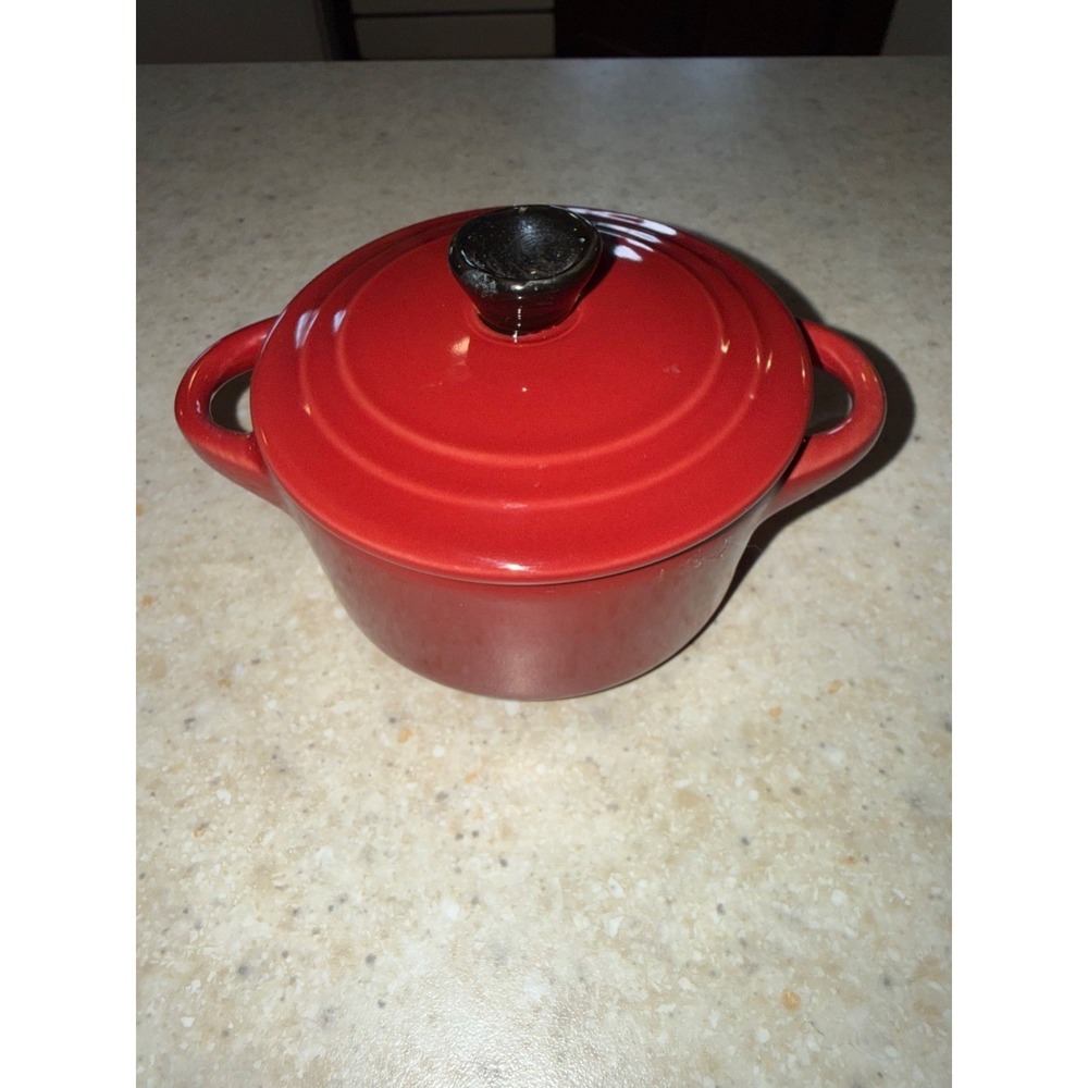 Crofton Stoneware MINI Baker Red Dish with Lid‎ 4.5" x 2" Oven Safe